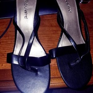 Fabulaire Black Leather Heels 9.5